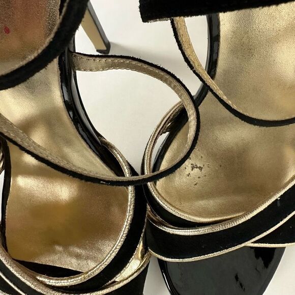 Lilly Pulitzer Bella Black Gold Strappy Heel size 7.5M - Picture 14 of 14